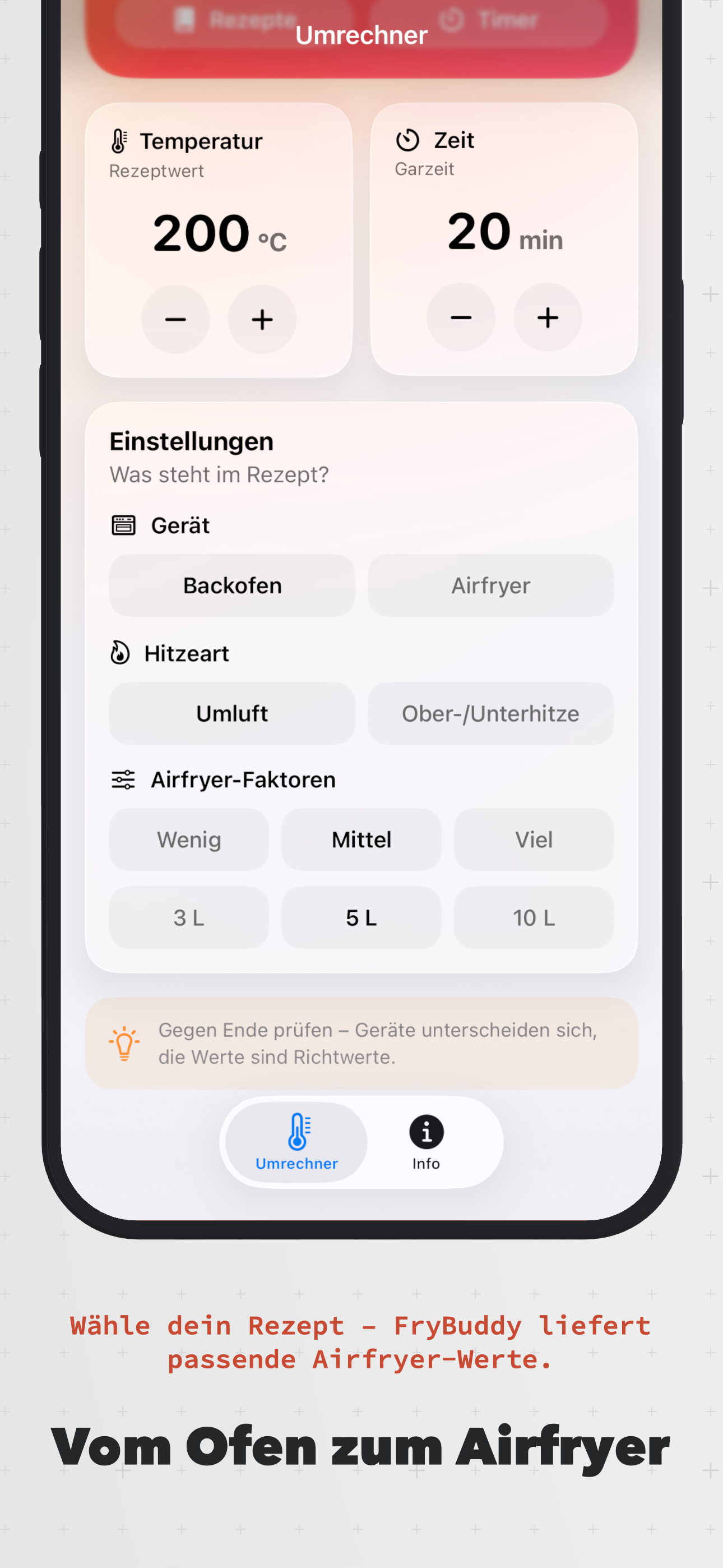Vom Ofen zum Airfryer – Rezeptwerte eingeben und umrechnen